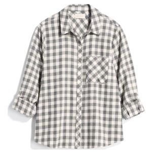 Gray Plaid Flannel Stitch Fix Pocket Top